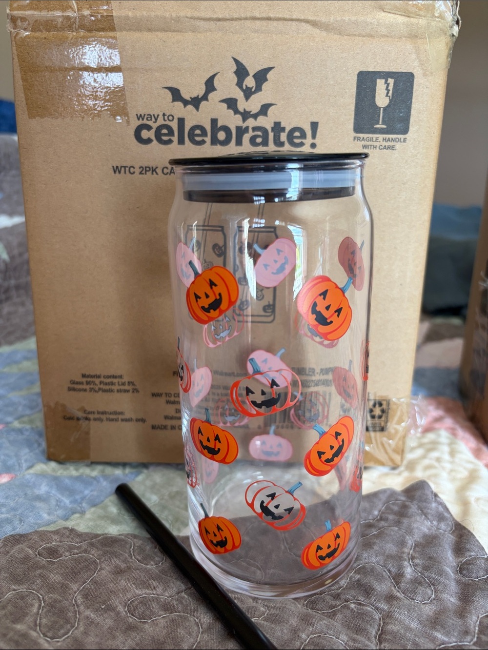 Halloween Pumpkin Glass Tumbler